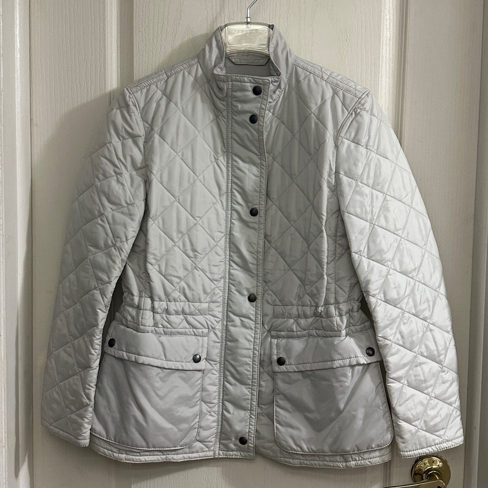 Coach Women's White Light Weight Quilted Puffer Jacket Cinched Waist Size XSmall